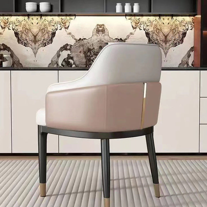 Moderner Luxus quadratisch gebogener Kunstleder-Metallstuhl Rückenlehne ohne Armlehnen für Esszimmer 