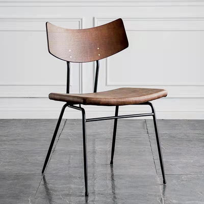 Chaise de salle à manger industrielle contemporaine en cuir PU carré incurvé avec dossier sans accoudoirs pour salle à manger 