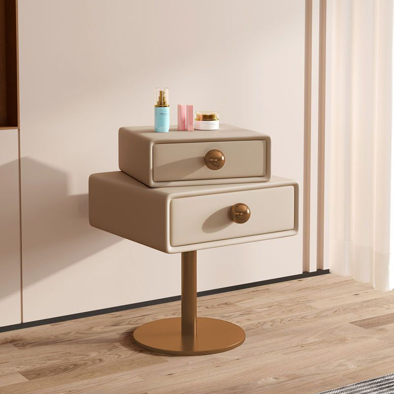 Table de nuit contemporaine créative carrée orb rotative empilable en bois et acier à 2 tiroirs pour chambre 