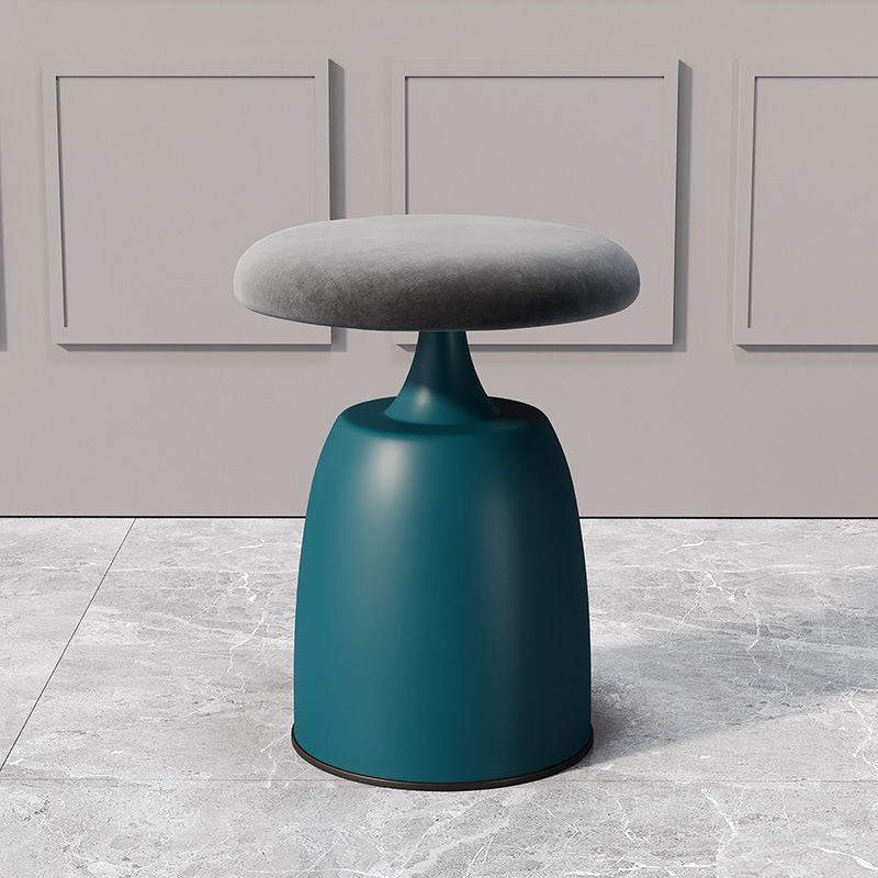 Tabouret de coiffeuse moderne minimaliste rond en tissu et métal pour chambre 