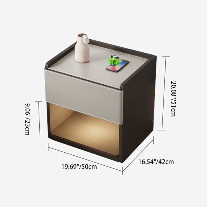 Table de bout en bois rectangulaire européen traditionnel avec tiroir en cuir 1 pour salon 
