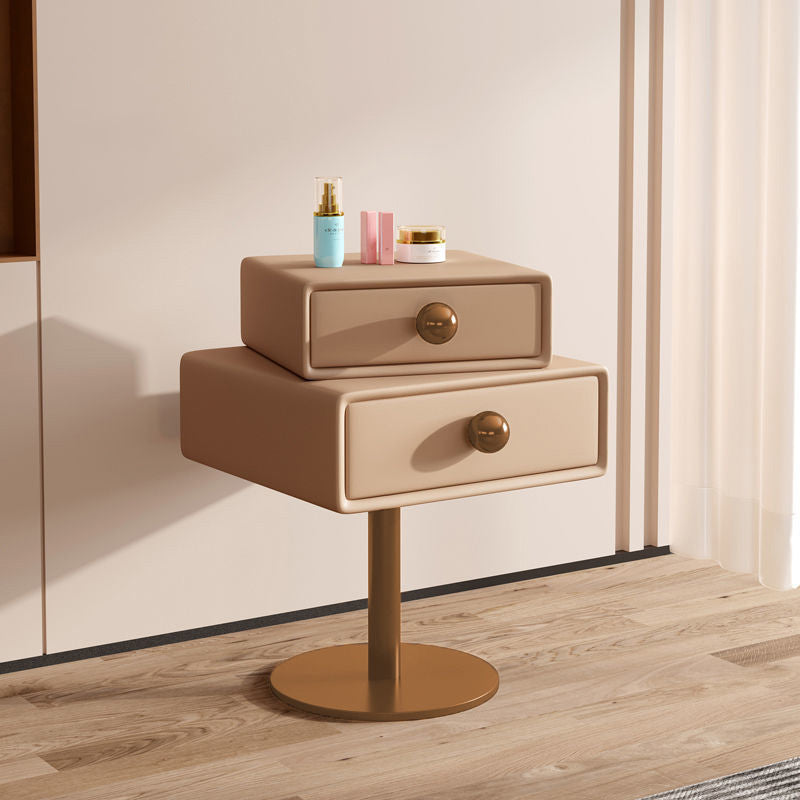 Table de nuit contemporaine créative carrée orb rotative empilable en bois et acier à 2 tiroirs pour chambre 