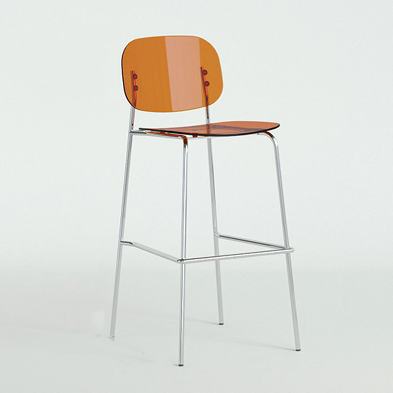 Tabouret de bar carré minimaliste moderne en fer et acrylique avec dossier pour salle à manger 