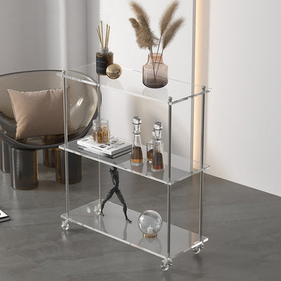 Table d'appoint rectangulaire contemporaine en acier acrylique à 2/3 niveaux pour salon 