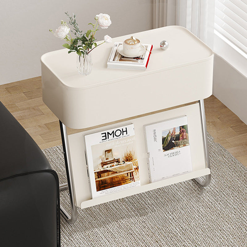 Contemporary Simplicity Rectangular Stainless Steel Side Table 1-Drawer For Living Room