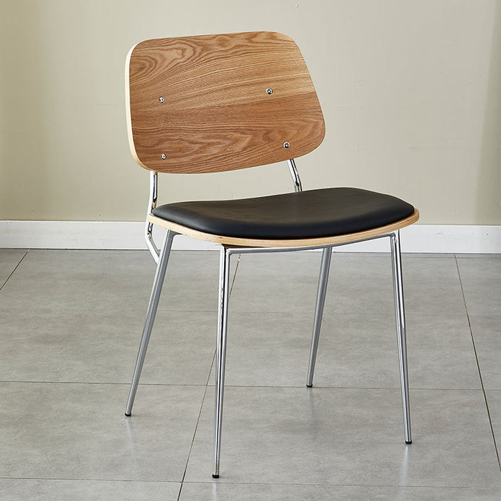 Chaise de salle à manger contemporaine scandinave en cuir PU carré avec dossier en métal sans accoudoirs pour salle à manger 