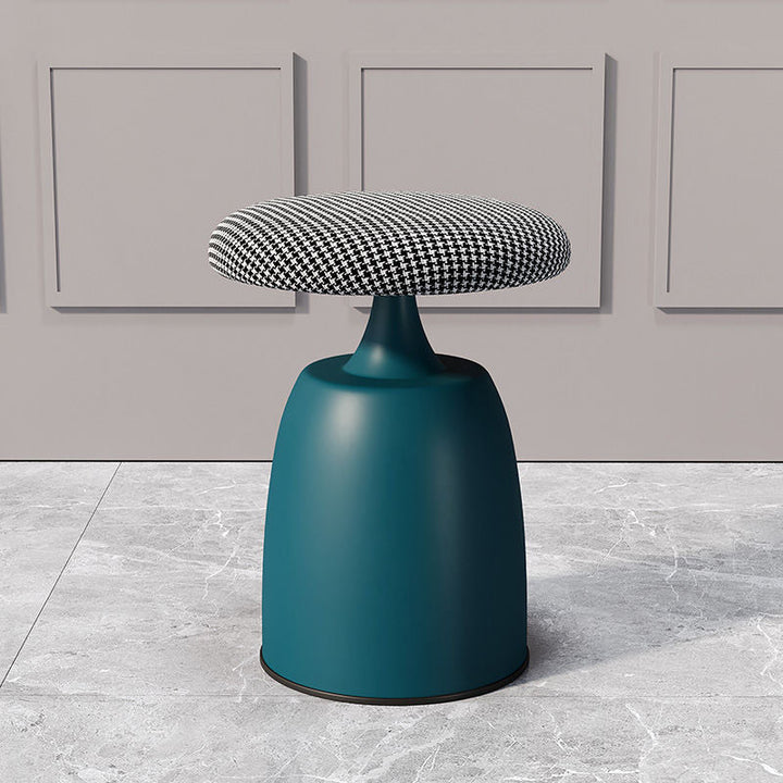 Tabouret de coiffeuse moderne minimaliste rond en tissu et métal pour chambre 