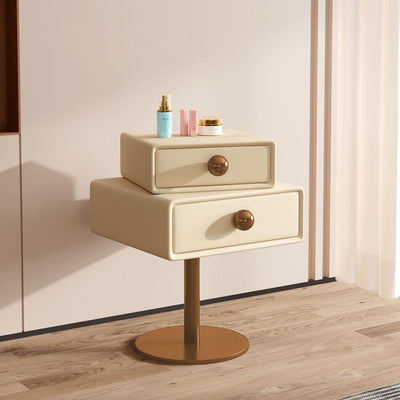 Table de nuit contemporaine créative carrée orb rotative empilable en bois et acier à 2 tiroirs pour chambre 