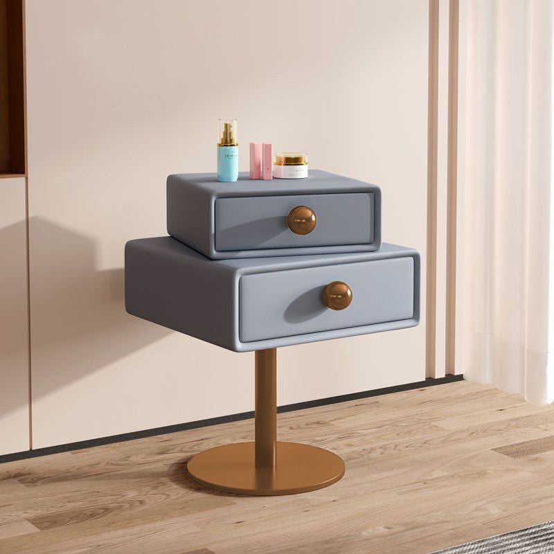 Table de nuit contemporaine créative carrée orb rotative empilable en bois et acier à 2 tiroirs pour chambre 