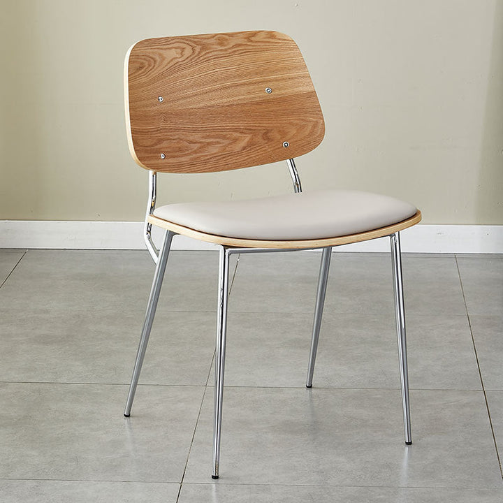 Chaise de salle à manger contemporaine scandinave en cuir PU carré avec dossier en métal sans accoudoirs pour salle à manger 