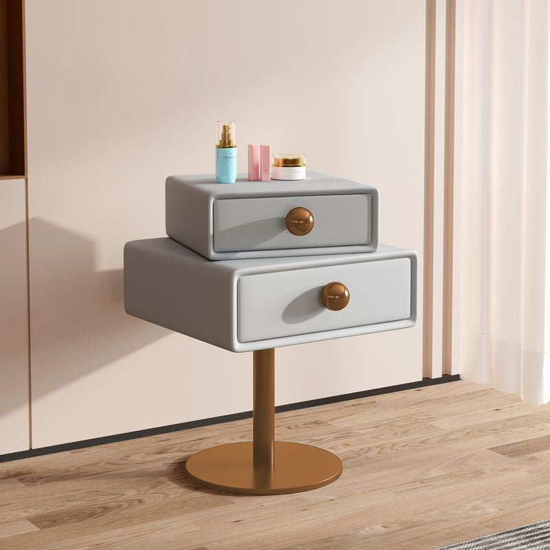 Table de nuit contemporaine créative carrée orb rotative empilable en bois et acier à 2 tiroirs pour chambre 