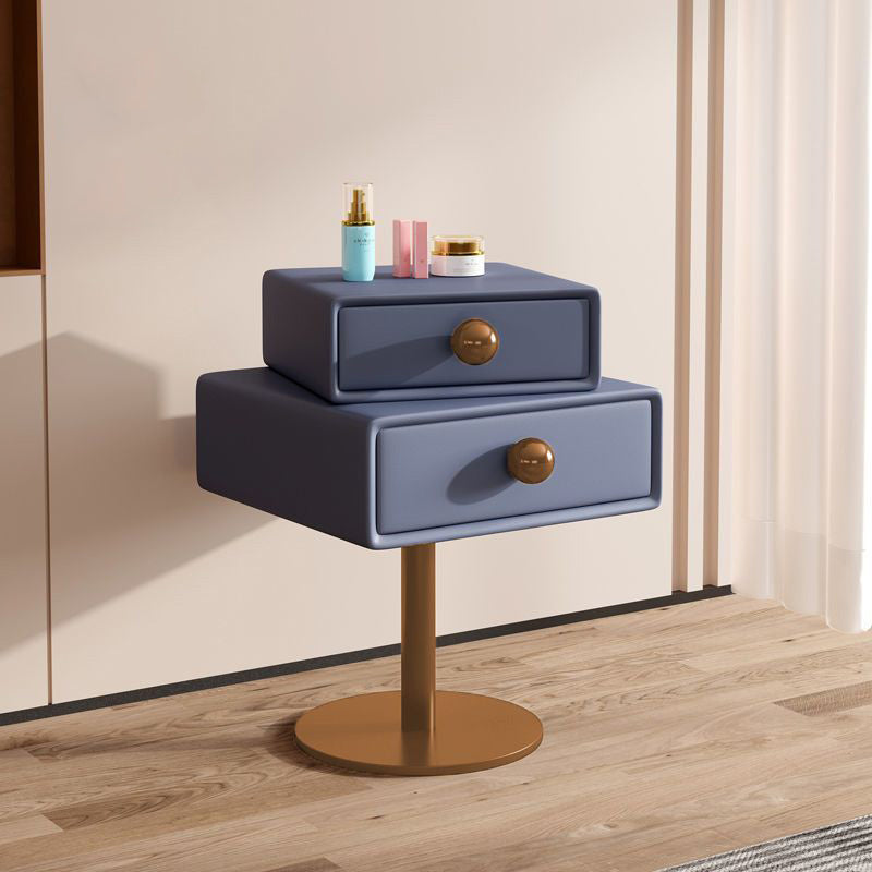 Table de nuit contemporaine créative carrée orb rotative empilable en bois et acier à 2 tiroirs pour chambre 
