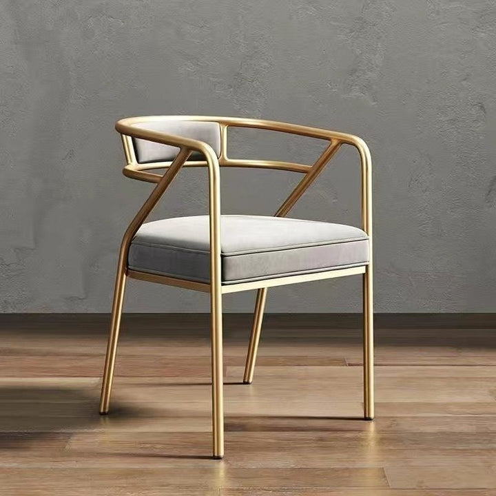 Contemporary Industrial Square Upholstered Suede Fabric PU Leather Iron Dining Chair Curved Backrest Armrest for Dining Room