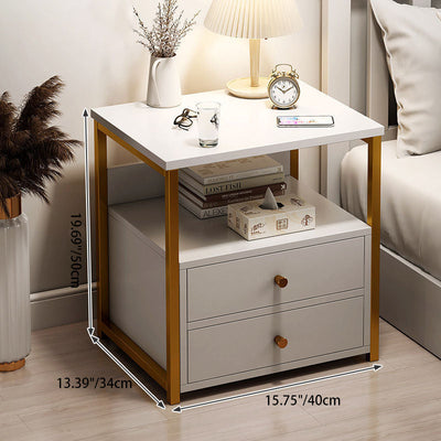 Table de chevet rectangulaire scandinave contemporain avec découpe en bois 1/2 tiroir pour chambre 