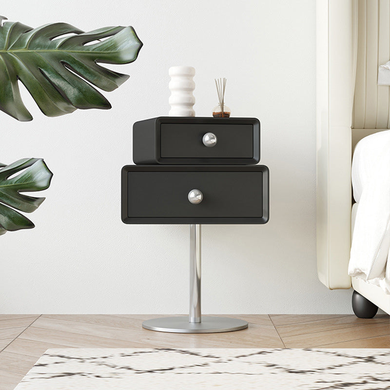Table de nuit contemporaine créative carrée orb rotative empilable en bois et acier à 2 tiroirs pour chambre 