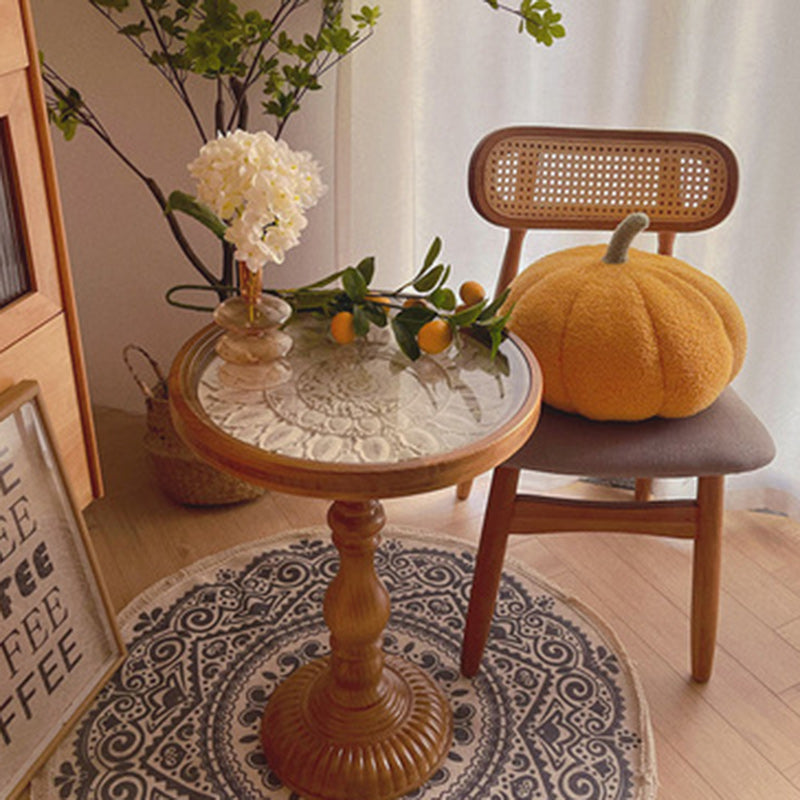 Traditioneller Vintage-Blumen-geprägter runder Massivholz-Beistelltisch 1-stufig für das Wohnzimmer 