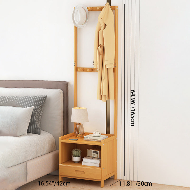 Traditioneller japanischer rechteckiger Nachttisch aus Bambus-MDF mit 1/3 Schublade für das Schlafzimmer 