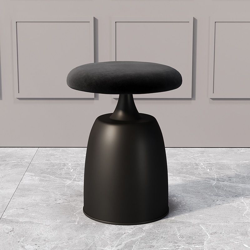 Tabouret de coiffeuse moderne minimaliste rond en tissu et métal pour chambre 