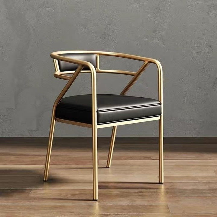 Contemporary Industrial Square Upholstered Suede Fabric PU Leather Iron Dining Chair Curved Backrest Armrest for Dining Room
