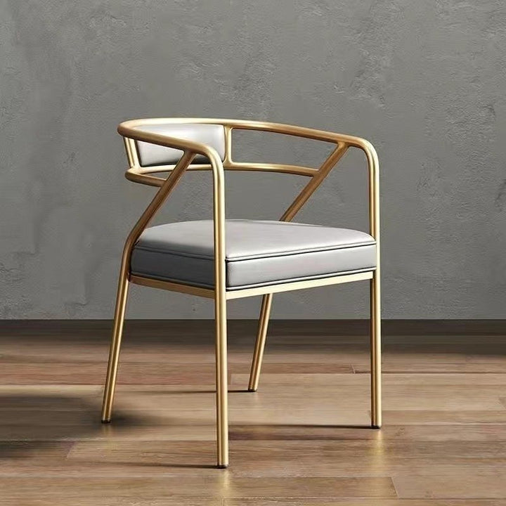 Contemporary Industrial Square Upholstered Suede Fabric PU Leather Iron Dining Chair Curved Backrest Armrest for Dining Room