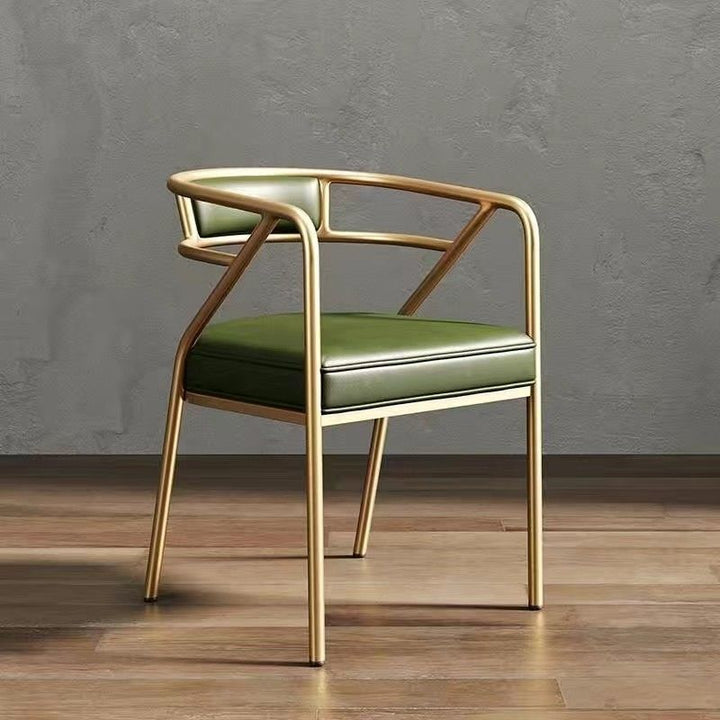 Contemporary Industrial Square Upholstered Suede Fabric PU Leather Iron Dining Chair Curved Backrest Armrest for Dining Room
