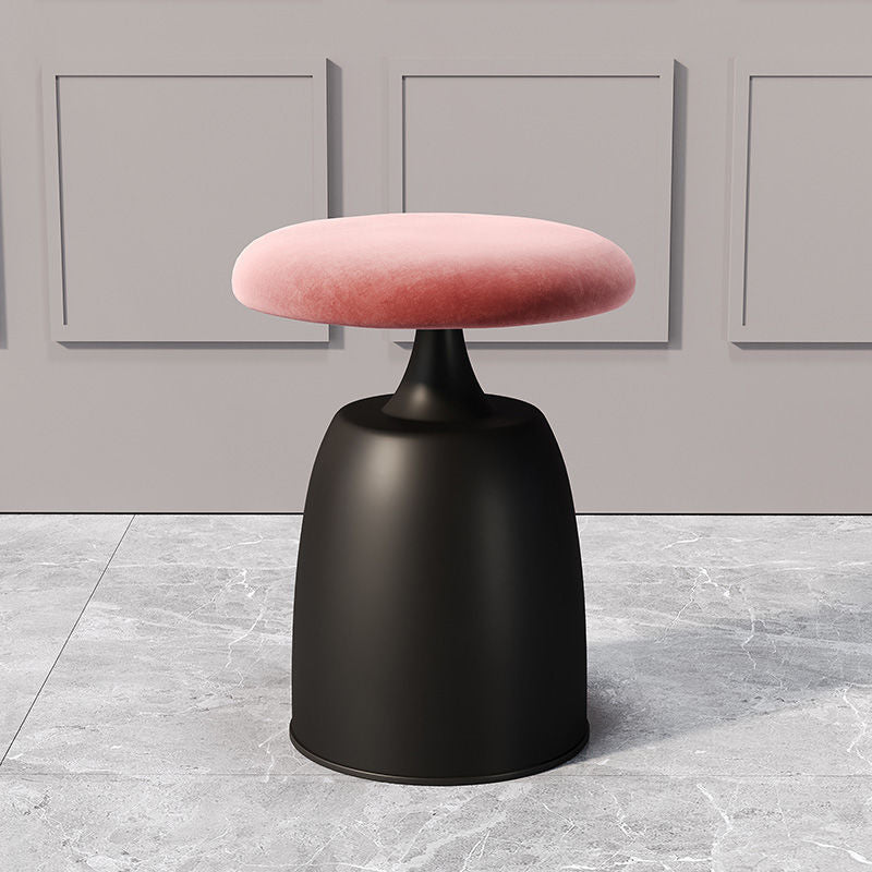 Tabouret de coiffeuse moderne minimaliste rond en tissu et métal pour chambre 