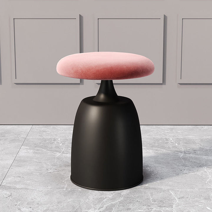 Tabouret de coiffeuse moderne minimaliste rond en tissu et métal pour chambre 