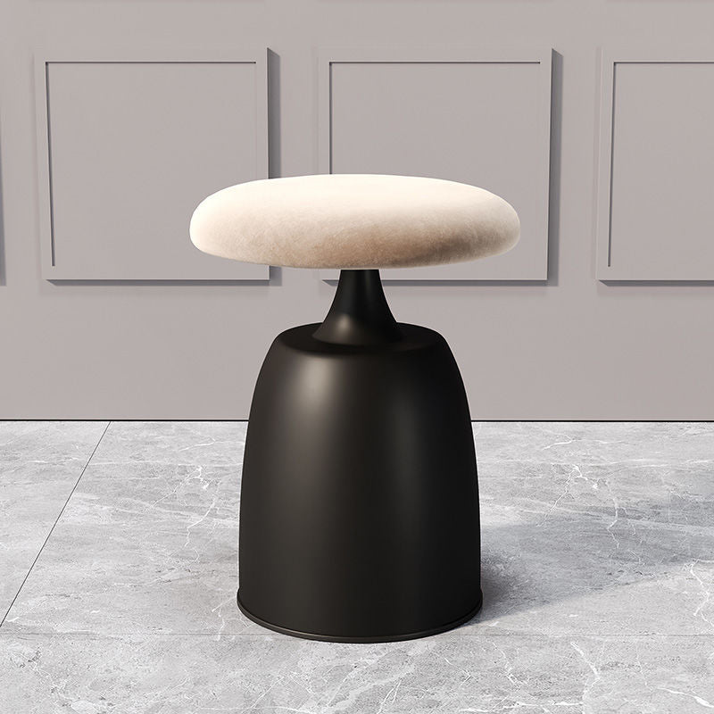Tabouret de coiffeuse moderne minimaliste rond en tissu et métal pour chambre 