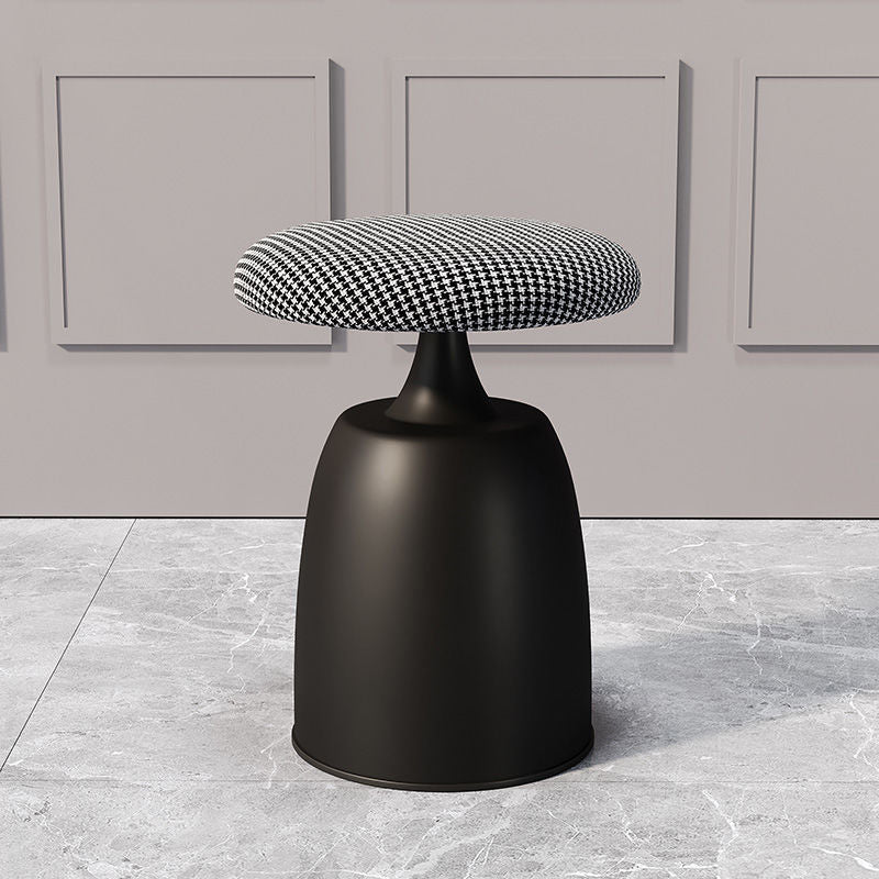 Tabouret de coiffeuse moderne minimaliste rond en tissu et métal pour chambre 