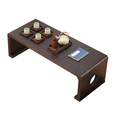 Traditional Chinese Rectangular Solid Wood Side Table 1-Tier For Living Room