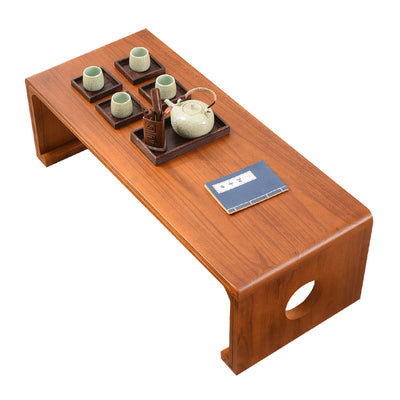 Traditional Chinese Rectangular Solid Wood Side Table 1-Tier For Living Room