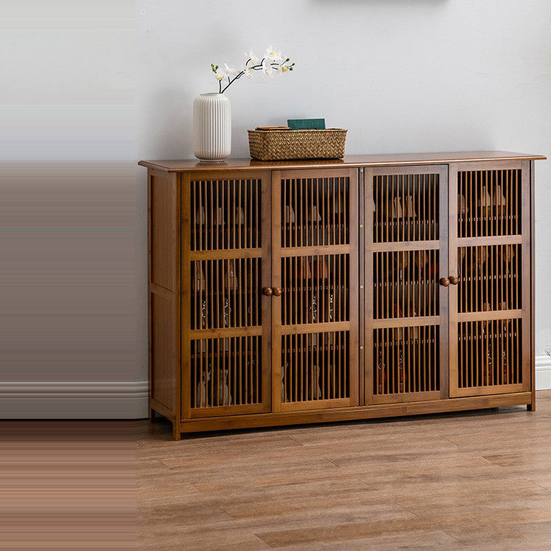 Traditional Rustic Rectangular Bamboo Medium Density Fiberboard Shoe Storage 2-Cabinet For Entryways
