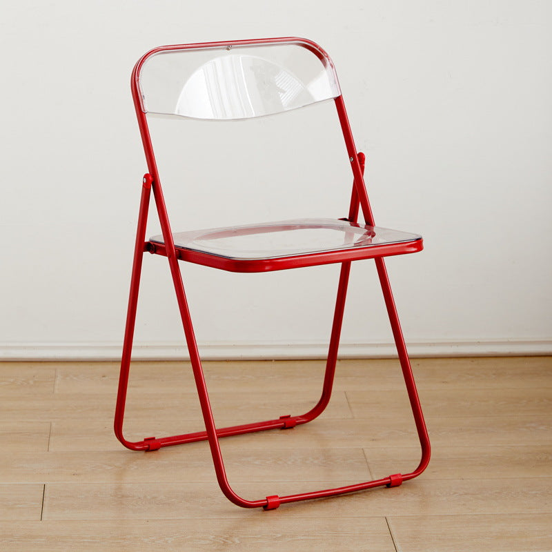 Modern Minimalist Rectangular PVC Iron Dining Chair Backrest Armless For Dining Room