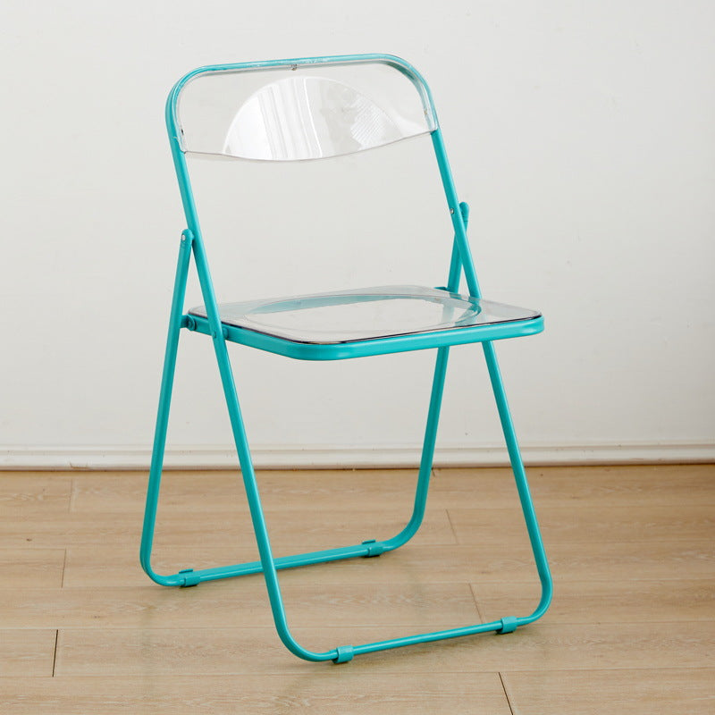 Modern Minimalist Rectangular PVC Iron Dining Chair Backrest Armless For Dining Room
