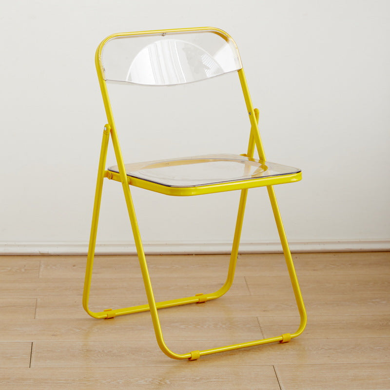 Modern Minimalist Rectangular PVC Iron Dining Chair Backrest Armless For Dining Room