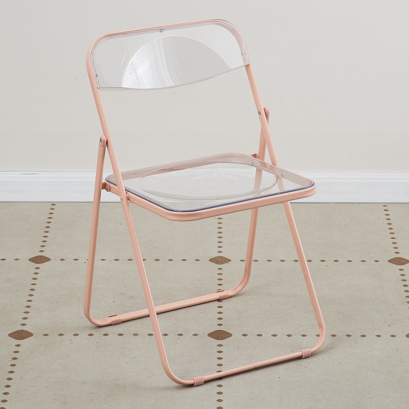 Modern Minimalist Rectangular PVC Iron Dining Chair Backrest Armless For Dining Room
