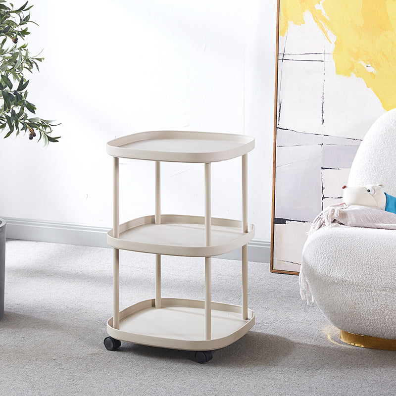 Modern Minimalist Rectangular PP Carbon Steel Side Table 2/3 Tier For Living Room