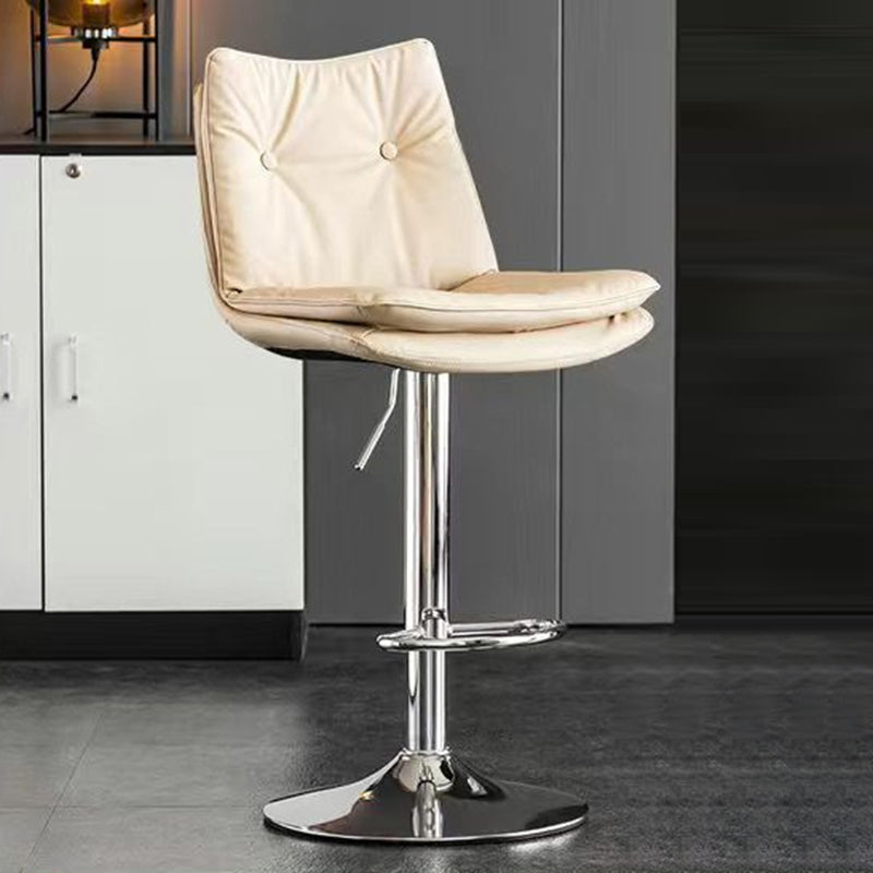Modern Minimalist Rectangular Nappa Leather Iron Bar Stool Backrest Armless For Dining Room