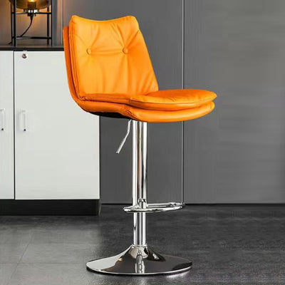 Modern Minimalist Rectangular Nappa Leather Iron Bar Stool Backrest Armless For Dining Room