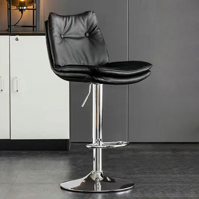 Modern Minimalist Rectangular Nappa Leather Iron Bar Stool Backrest Armless For Dining Room