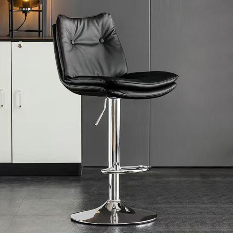 Modern Minimalist Rectangular Nappa Leather Iron Bar Stool Backrest Armless For Dining Room