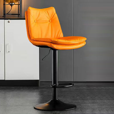 Modern Minimalist Rectangular Nappa Leather Iron Bar Stool Backrest Armless For Dining Room