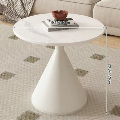 Modern Minimalist Conical Round Stone Slab Carbon Steel Coffee Table 1-Tier For Living Room