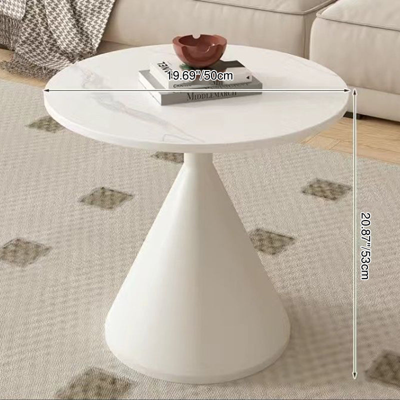 Modern Minimalist Conical Round Stone Slab Carbon Steel Coffee Table 1-Tier For Living Room