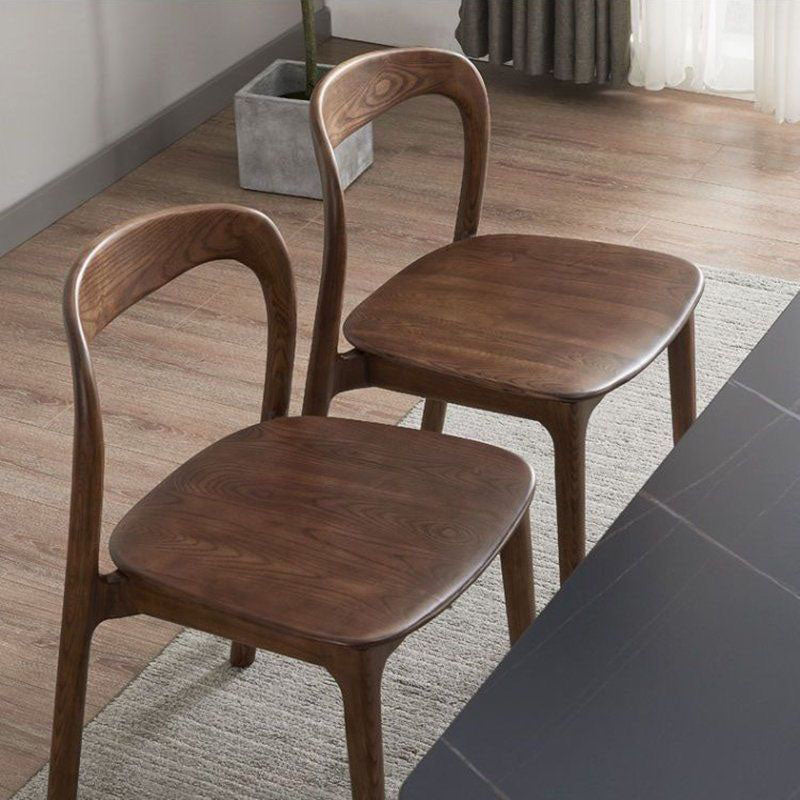 Contemporary Scandinavian Square Rubberwood Solid Wood PU Leather Backrest Dining Chair For Dining Room