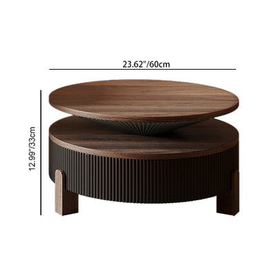 Table basse contemporaine nordique ronde en bois massif à plusieurs couches 1 - tiroir pour salon 