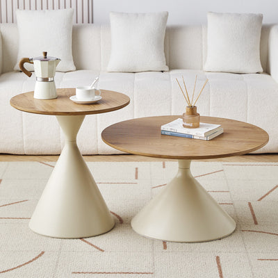 Contemporary Scandinavian Round Cone Medium Density Fiberboard Carbon Steel Coffee Table 1-Tier For Living Room