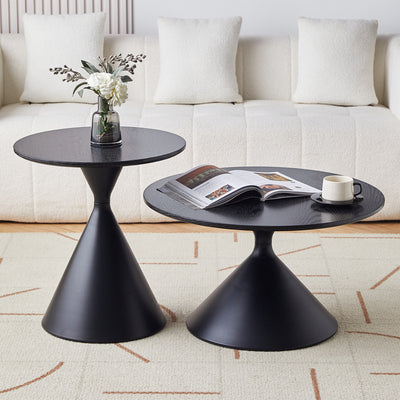 Contemporary Scandinavian Round Cone Medium Density Fiberboard Carbon Steel Coffee Table 1-Tier For Living Room