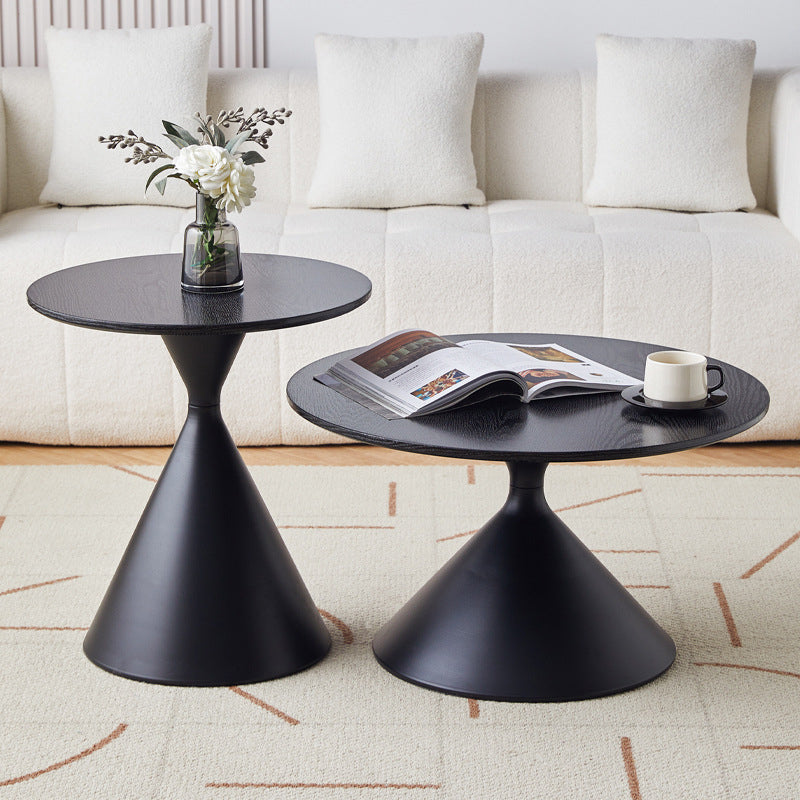 Contemporary Scandinavian Round Cone Medium Density Fiberboard Carbon Steel Coffee Table 1-Tier For Living Room