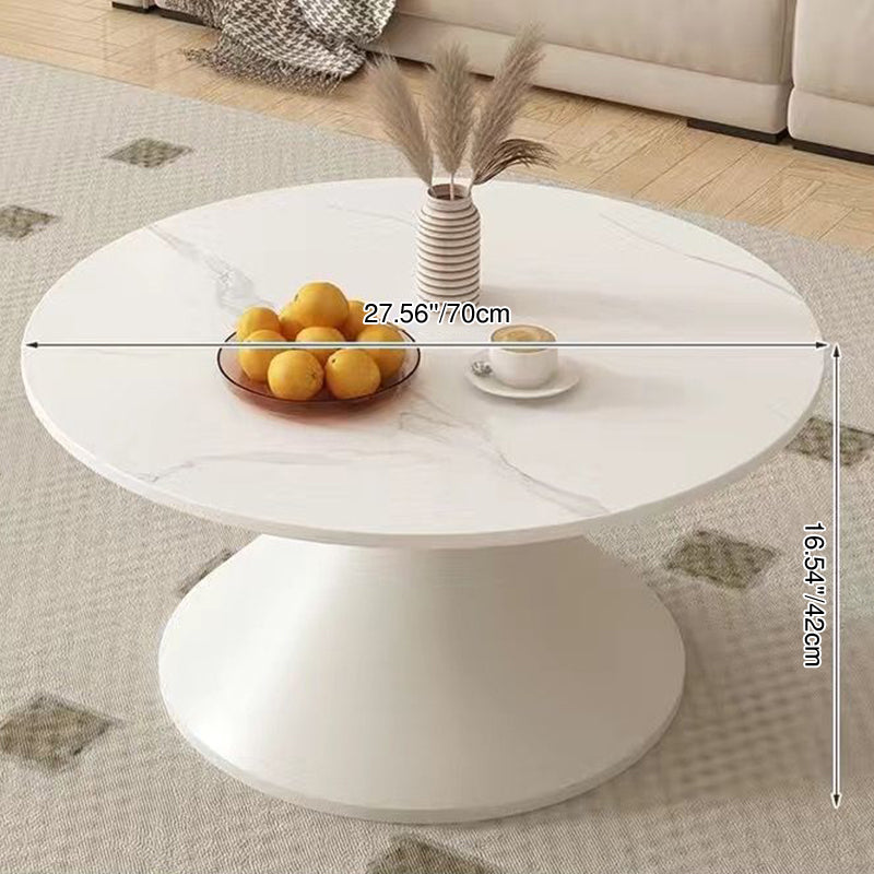 Modern Minimalist Conical Round Stone Slab Carbon Steel Coffee Table 1-Tier For Living Room